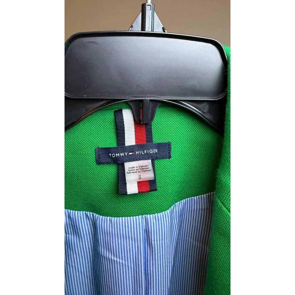 Tommy Hilfiger Scuba Peak‑Lapel Long‑Sleeve Blazer Green 8 NWT $139 - Picture 7 of 7